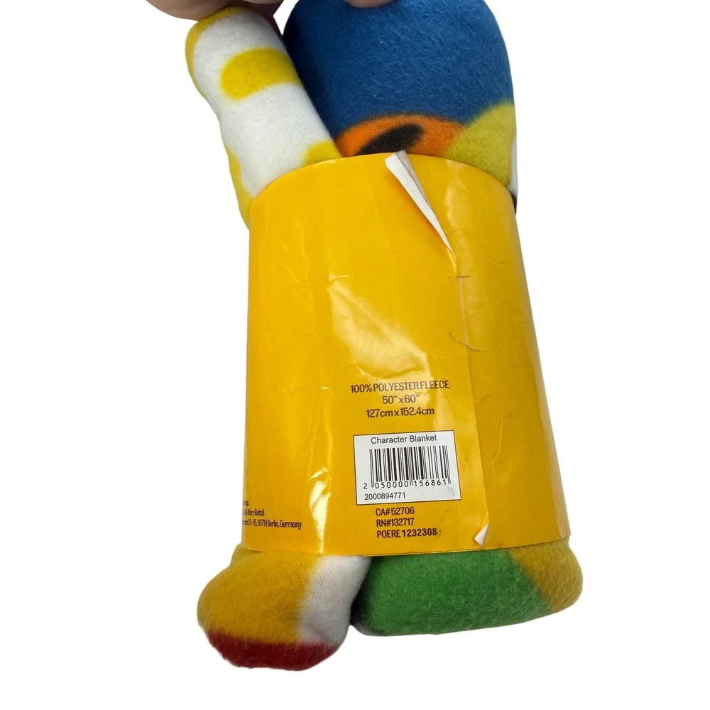M&M's Character Fleece Throw Blanket Yellow 50x60 Multi Color Candy Graphic NEW